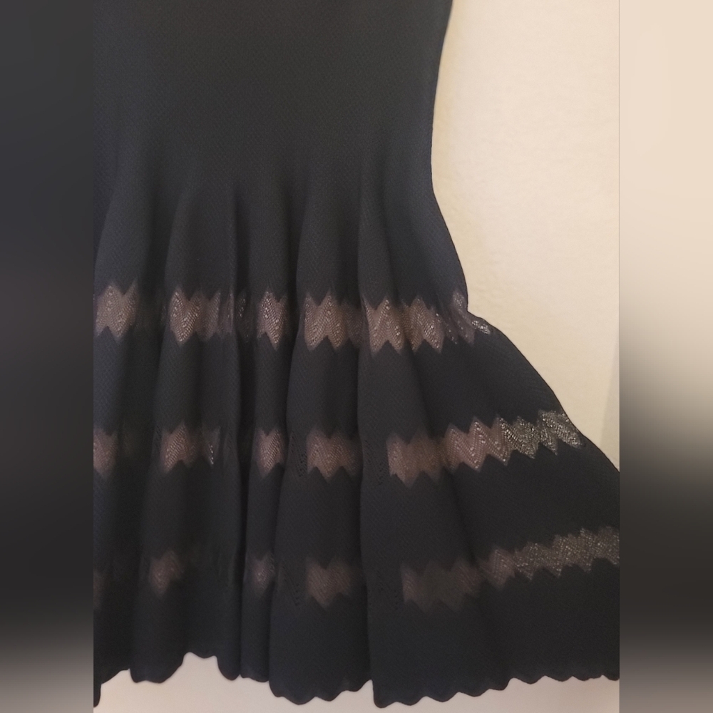 Alaia Black Scalloped Jaquard Fit And Flare Skater Dress Womens Size 42/US S - Picture 4 of 16
